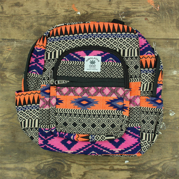 Himalayan Hemp Backpack - Bright Aztec