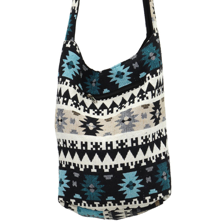 Cotton Canvas Sling Shoulder Bag - Aztec Grey
