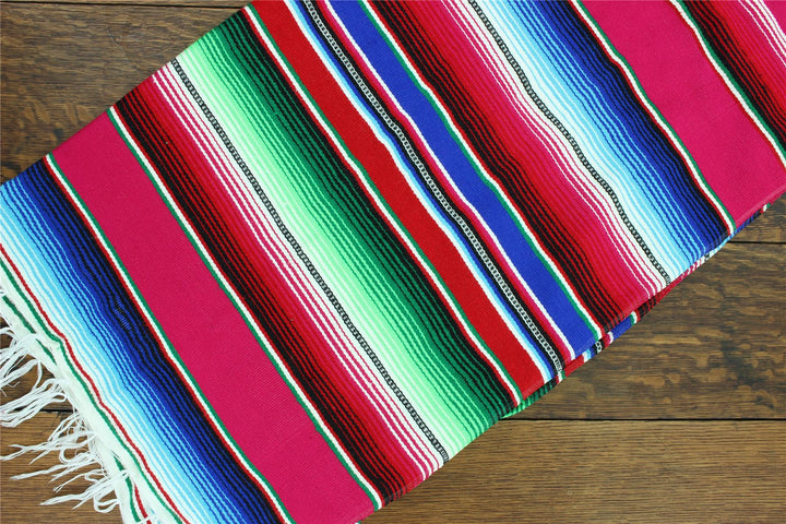 Handwoven Mexican Serape Small 192cm x 88cm - Pink