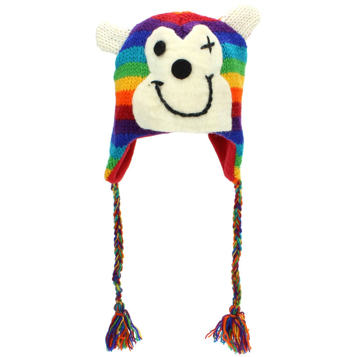 Wool Animal Hat - Rainbow Monkey