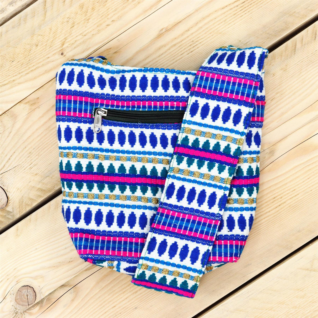 Cotton Canvas Sling Shoulder Bag - Blue Ellipse