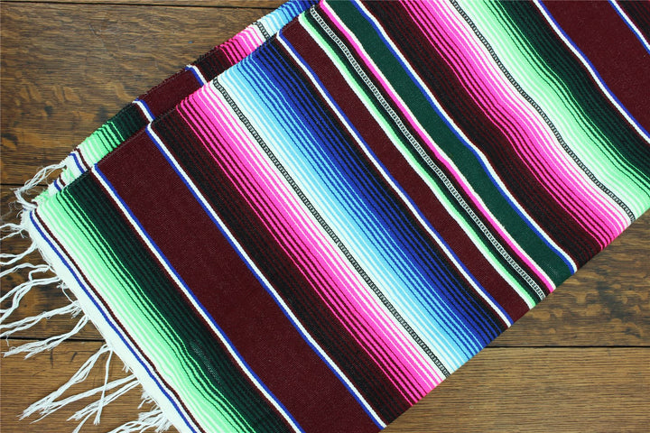 Handwoven Mexican Serape Small 192cm x 88cm - Brown