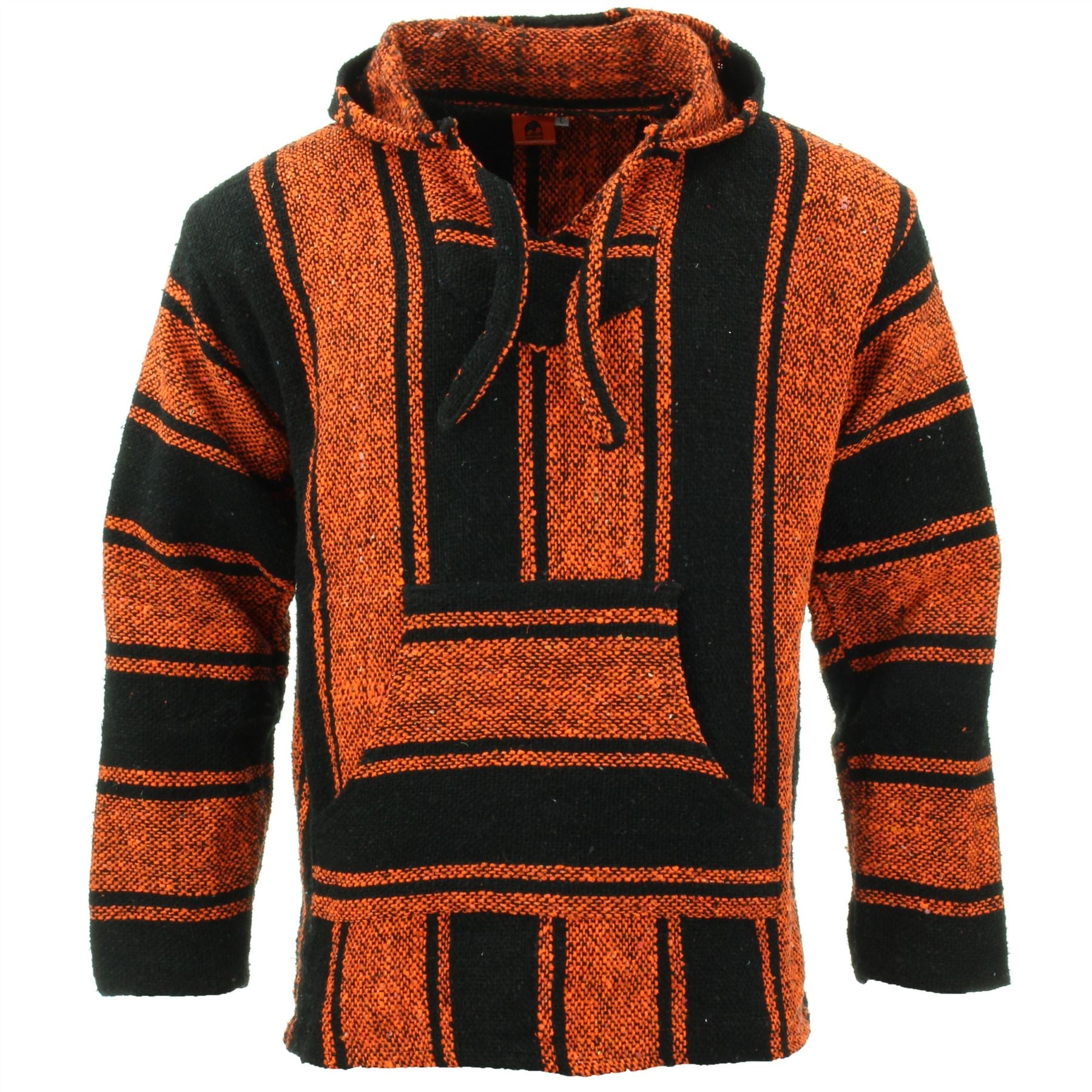 Recycled Mexican Baja Jerga Hoody - Orange Black – LoudElephant