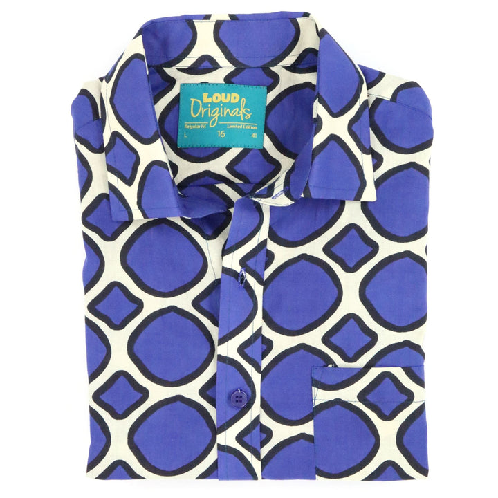 Regular Fit Short Sleeve Shirt - Indigo Echo