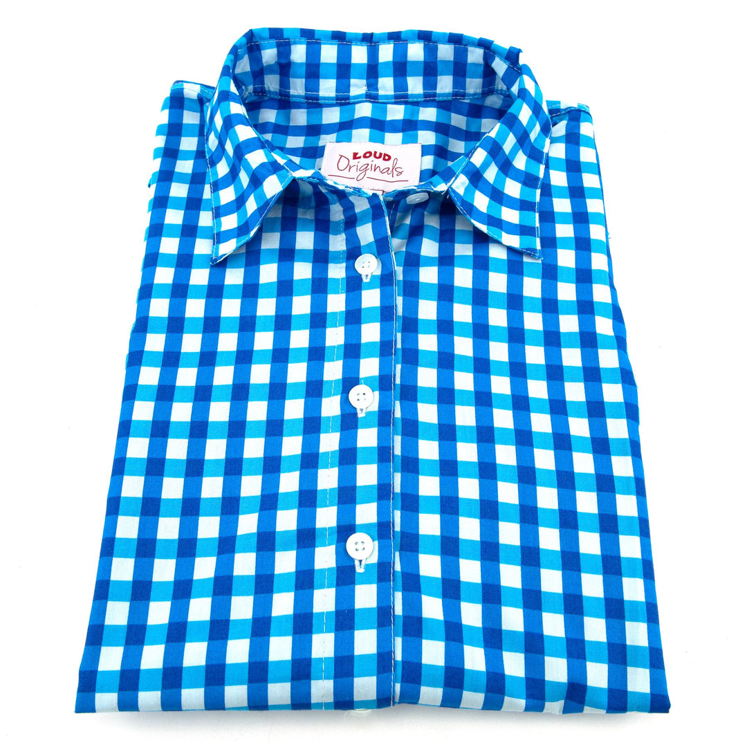 Classic Women's Shirt - Cerulean  Blue Gingham