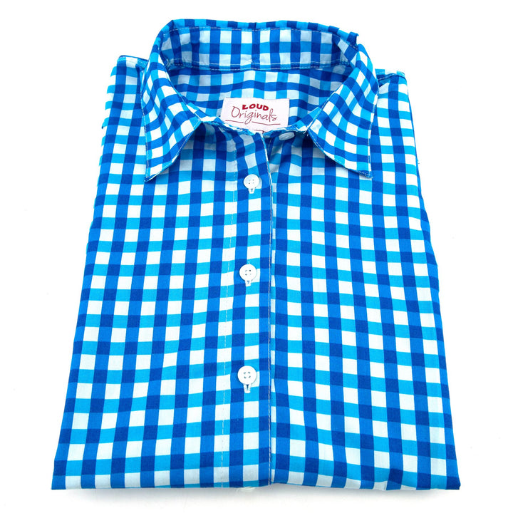 Classic Women's Shirt - Cerulean  Blue Gingham