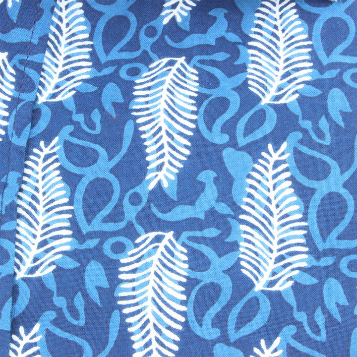 Regular Fit Long Sleeve Shirt - Blue with White Feathers