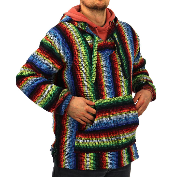 Recycled Mexican Baja Jerga Hoody - Neon Rainbow
