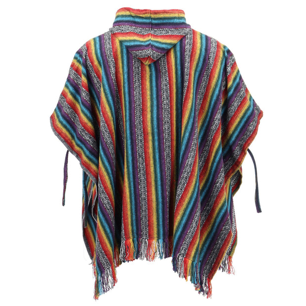 Brushed Cotton Hooded Poncho - Rainbow