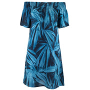 Shirred Comfy Dress - Feathers Blue
