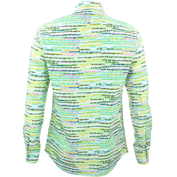 Tailored Fit Long Sleeve Shirt - Diamond Lines