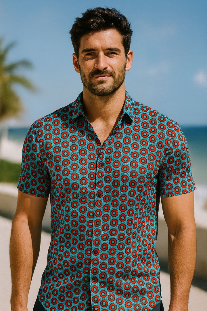 Regular Fit Short Sleeve Shirt - Crimson Orbit