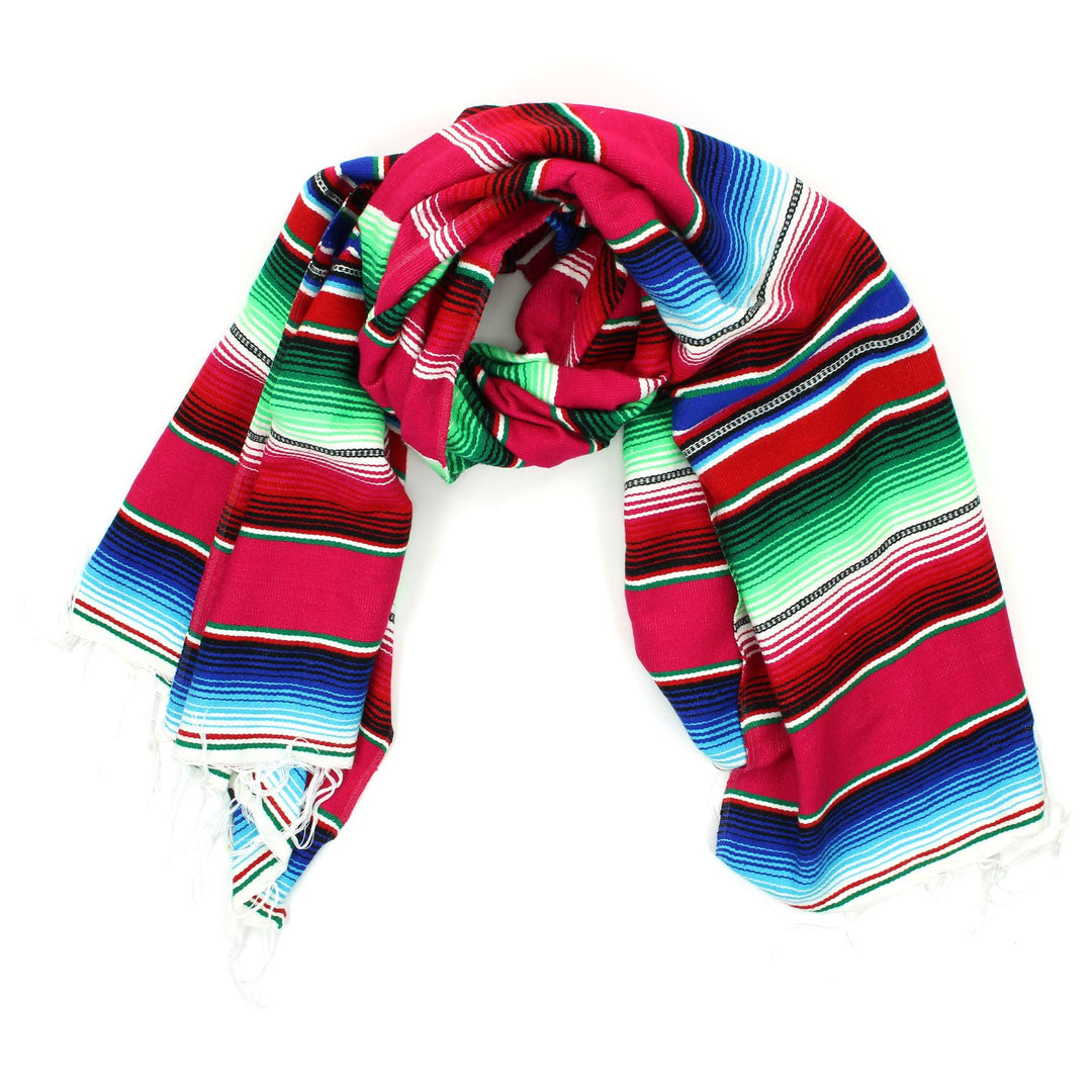 Handwoven Mexican Serape Small 192cm x 88cm - Pink