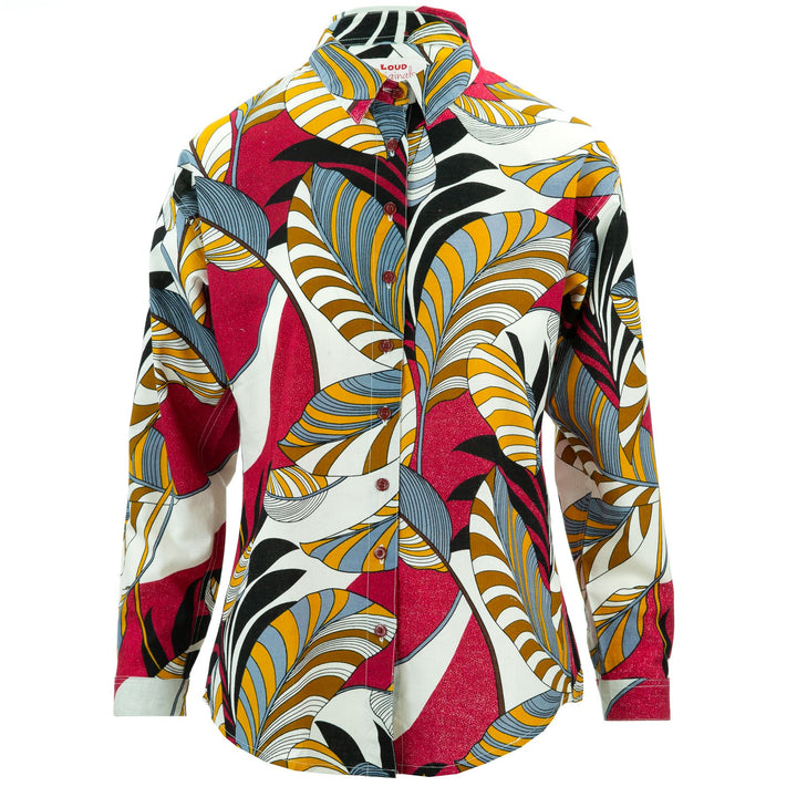 Classic Women's Shirt - Red Tropical Leaf