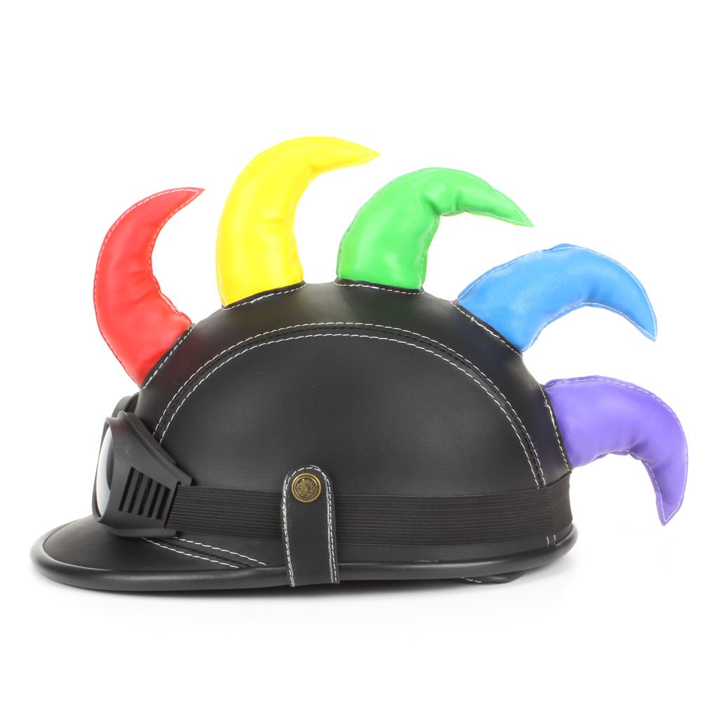 Saw Blade Mohawk Horned Novelty Festival Helmet with Goggles