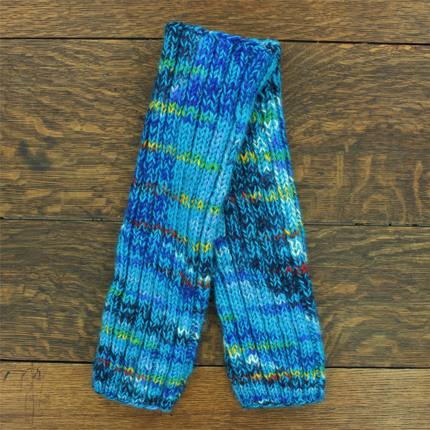 Hand Knitted Wool Leg Warmers - SD Bright Blue Mix