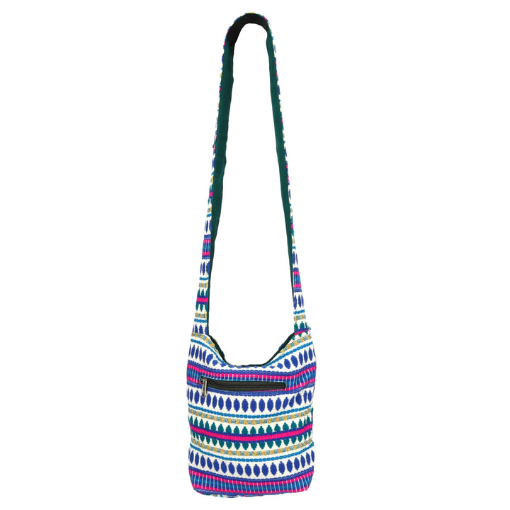 Cotton Canvas Sling Shoulder Bag - Blue Ellipse