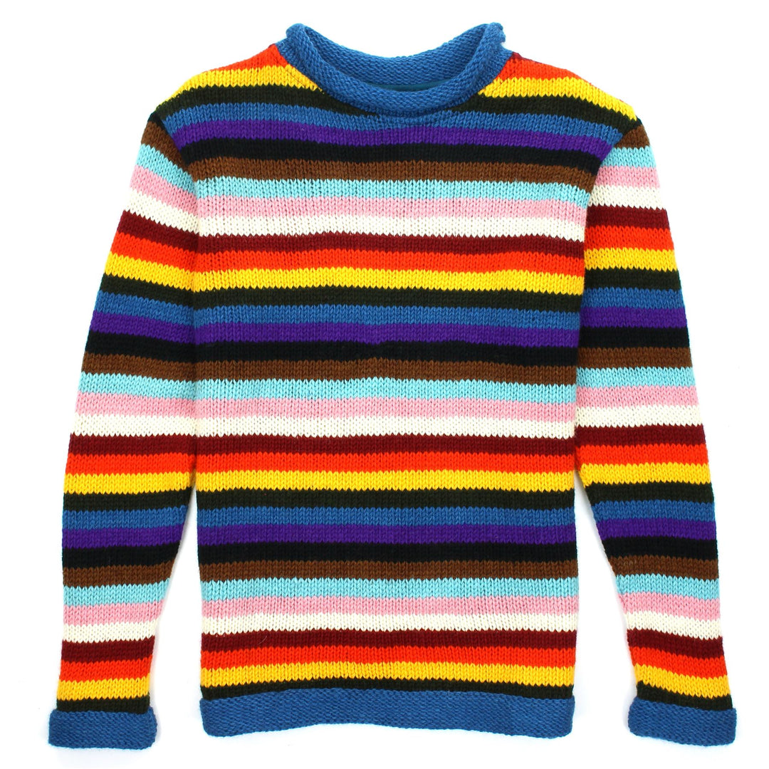 Hand Knitted Wool Jumper - Stripe Progress Rainbow