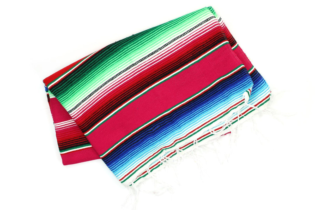 Handwoven Mexican Serape Small 192cm x 88cm - Pink