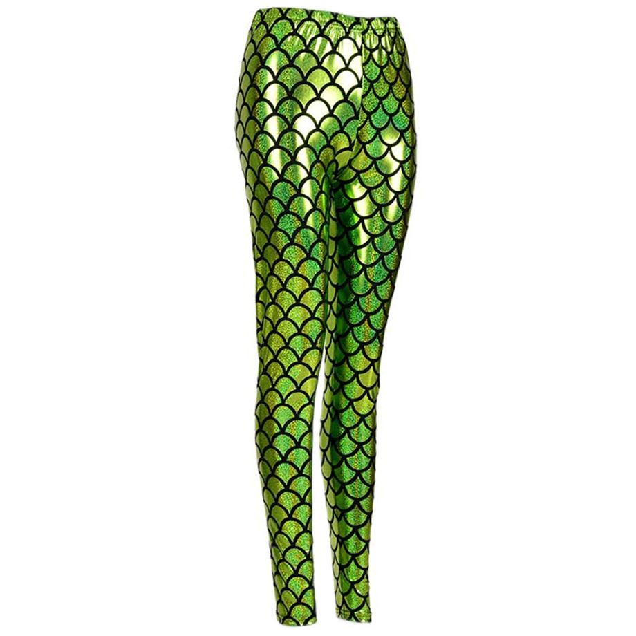 Shiny Fish Scale Leggings - Green