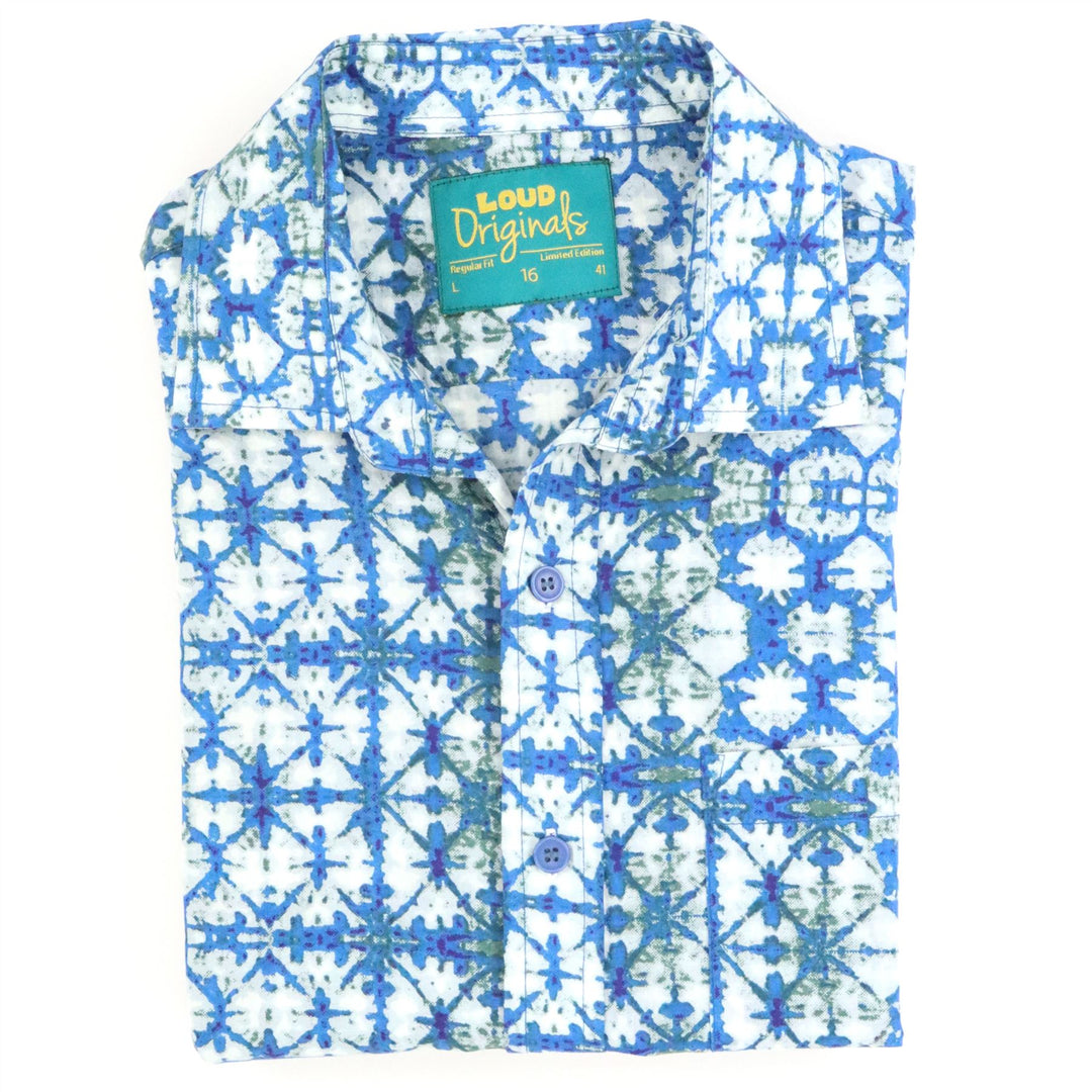 Regular Fit Short Sleeve Shirt - Ocean Tile