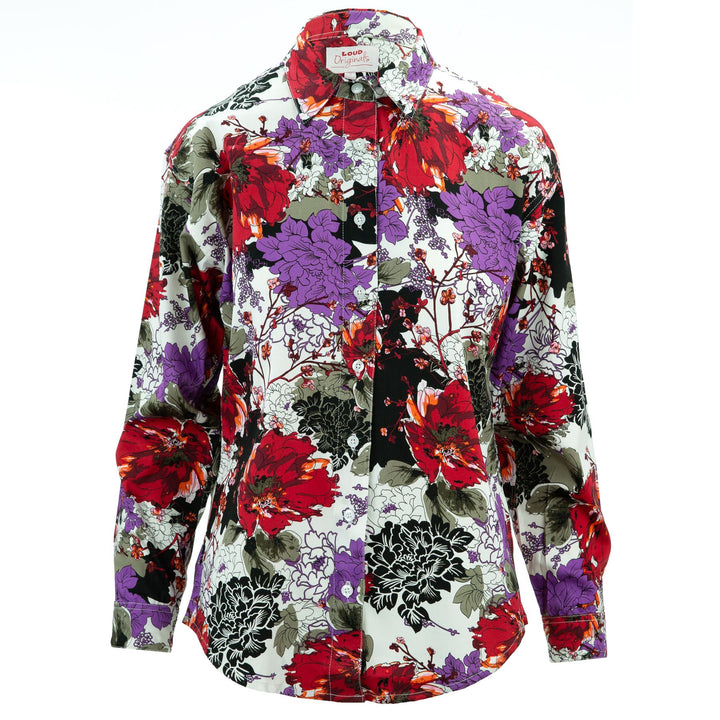 Classic Women's Shirt - Floral Fusion Purple & Red
