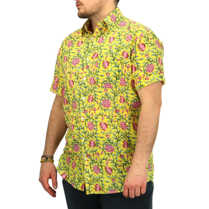 Regular Fit Short Sleeve Shirt - Golden Meadow Rose