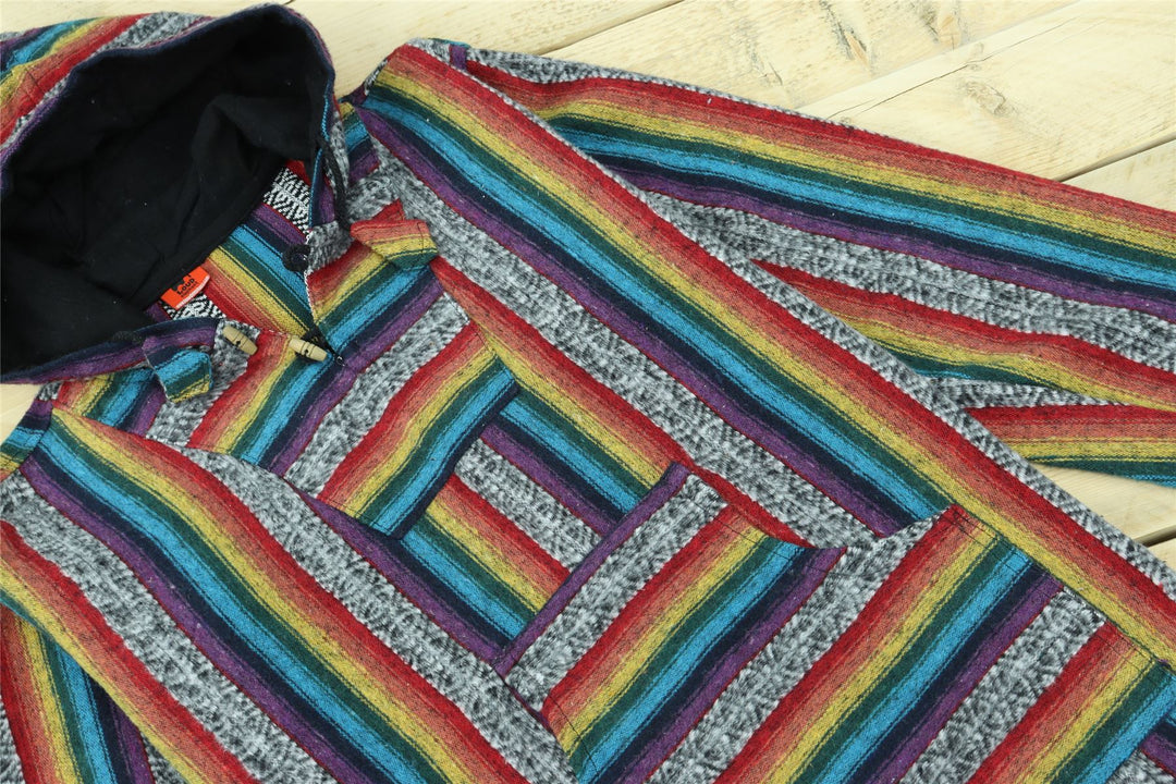 Brushed Gheri Cotton Baja Hoodie - Rainbow