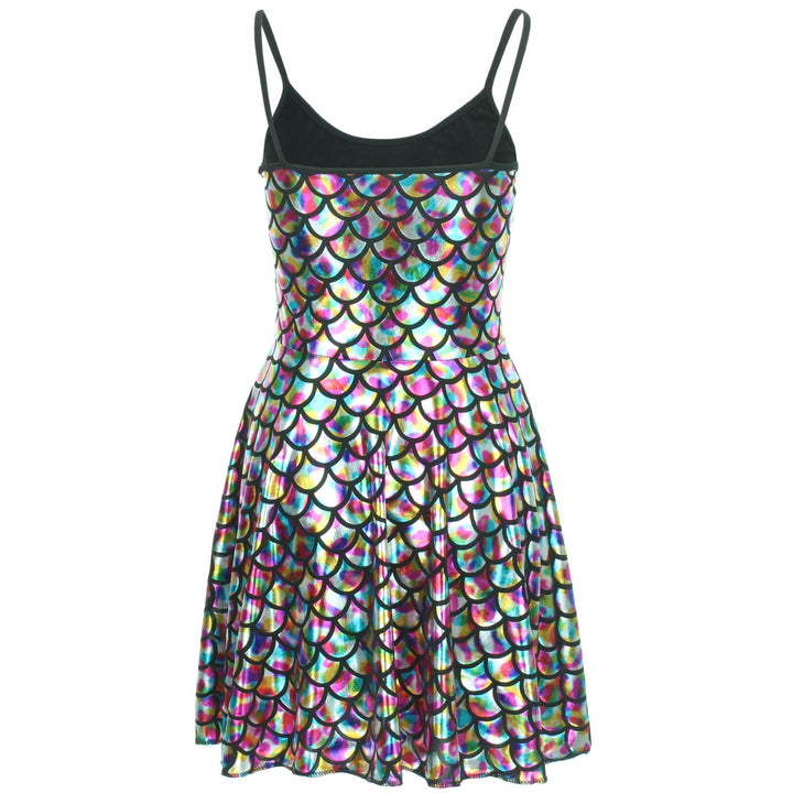 Shiny Mermaid Scale Strappy Dress - Rainbow