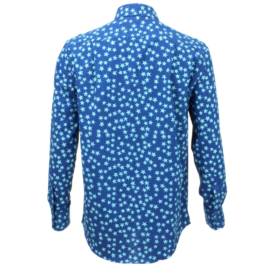 Regular Fit Long Sleeve Shirt - Blue with Light Blue Stars
