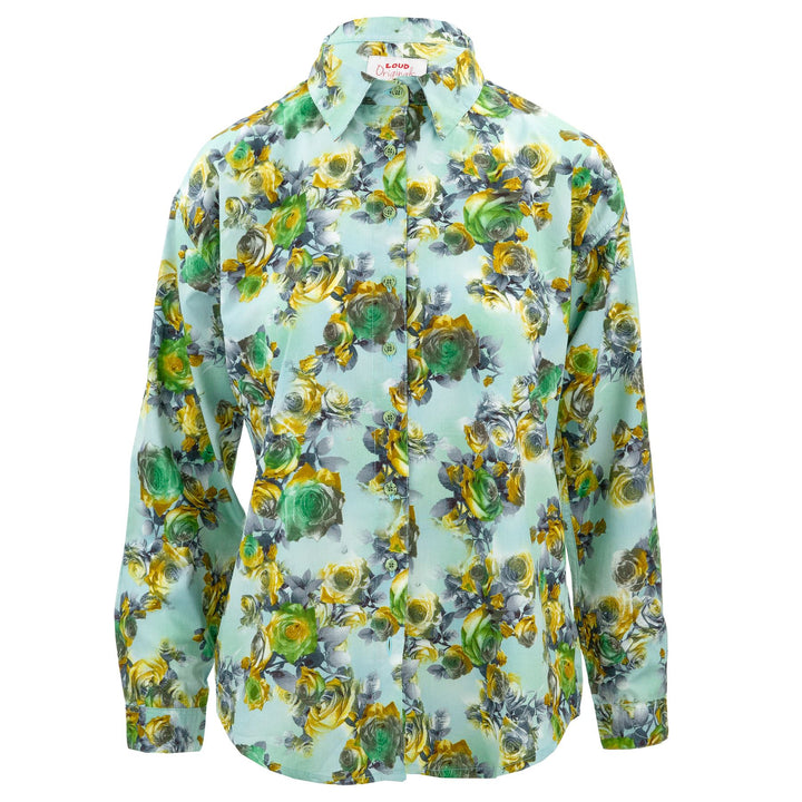 Classic Women's Shirt - Azure Rose Garden