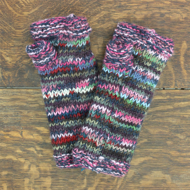 Hand Knitted Wool Arm Warmer - SD Purple Mix