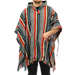 Brushed Cotton Hooded Poncho - Mexican Diamond