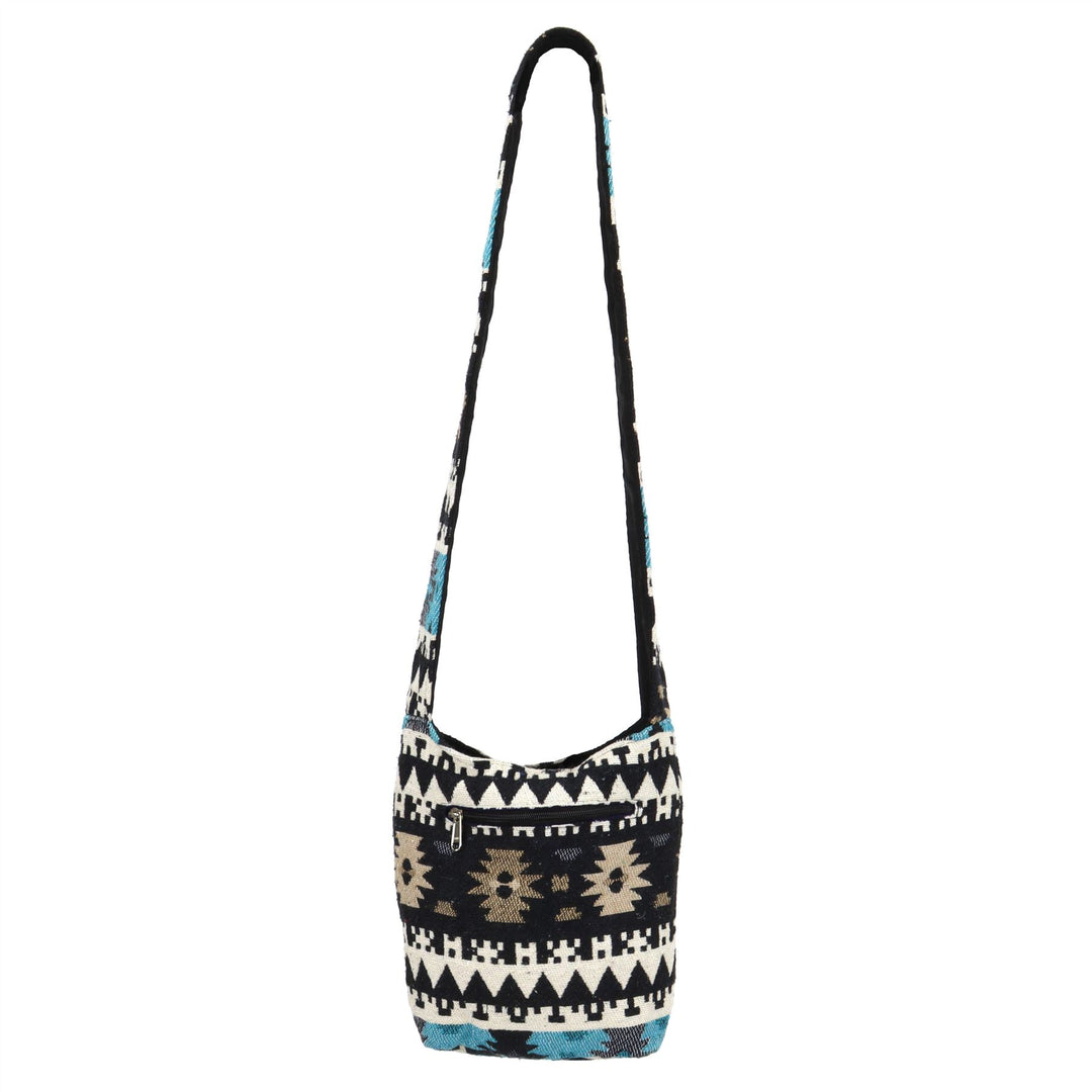 Cotton Canvas Sling Shoulder Bag - Aztec Blue