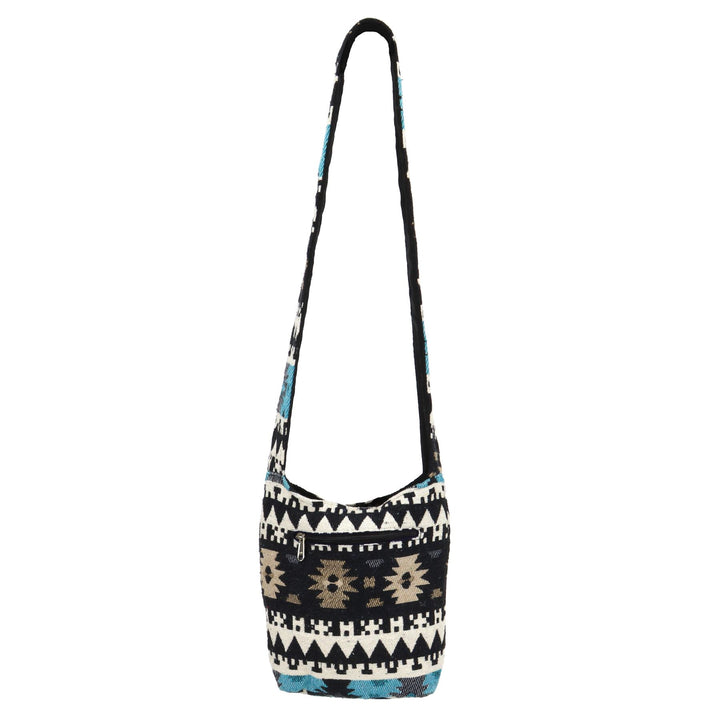 Cotton Canvas Sling Shoulder Bag - Aztec Blue