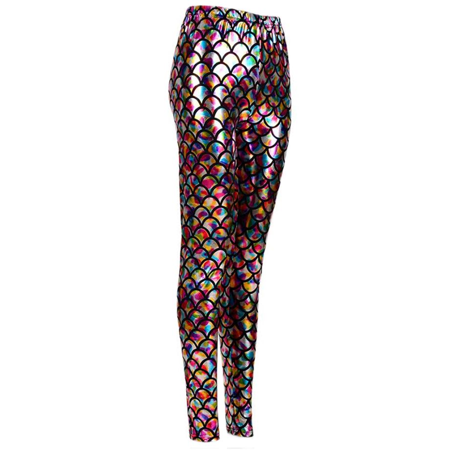 Shiny Fish Scale Leggings - Rainbow