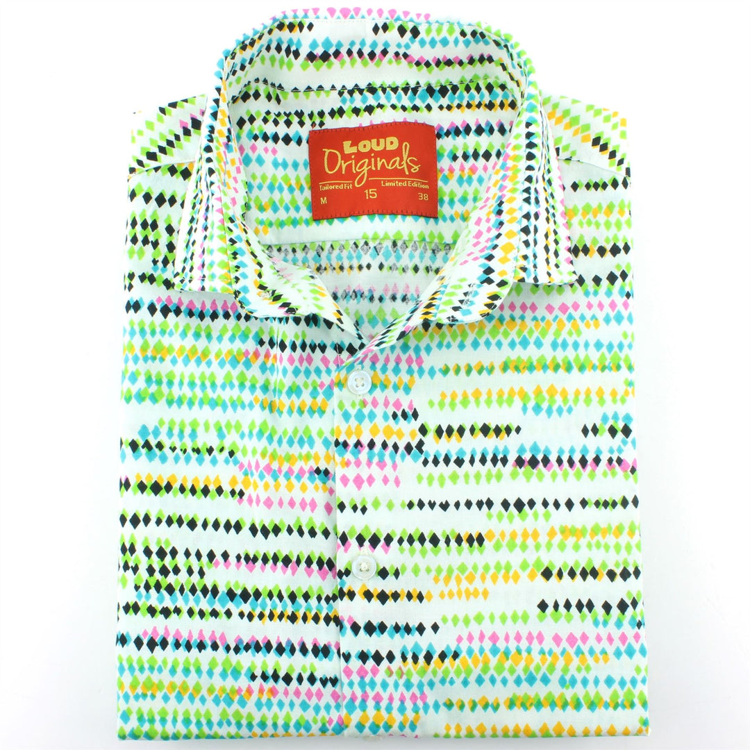 Tailored Fit Long Sleeve Shirt - Diamond Lines