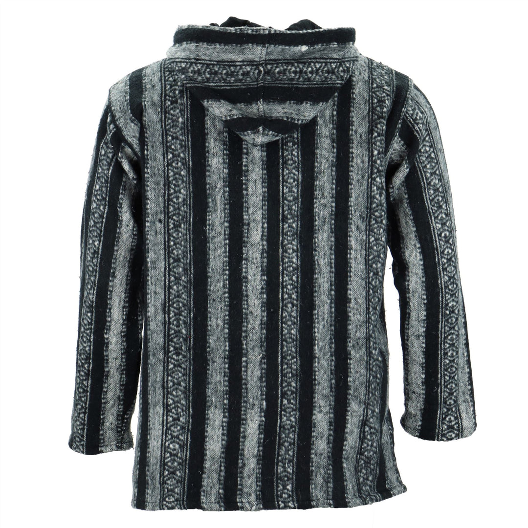 Brushed Gheri Cotton Baja Hoodie - Black White