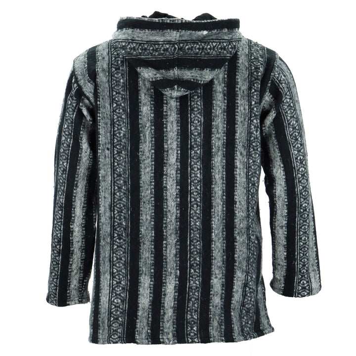 Brushed Gheri Cotton Baja Hoodie - Black White