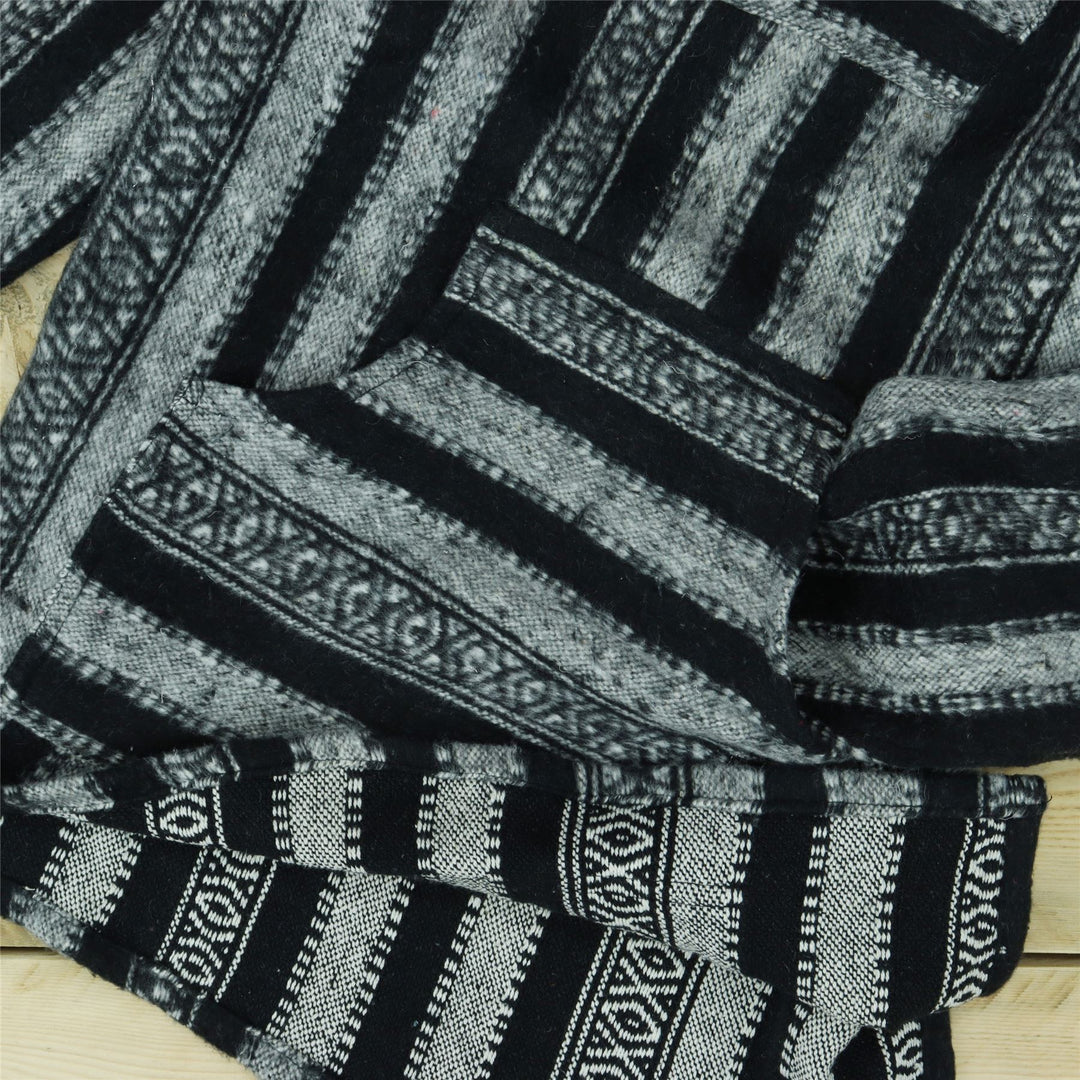 Brushed Gheri Cotton Baja Hoodie - Black White