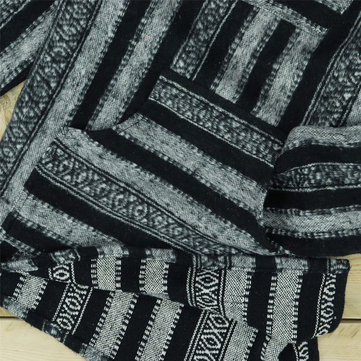 Brushed Gheri Cotton Baja Hoodie - Black White