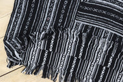 Brushed Cotton Long Hooded Poncho - Black Diamond