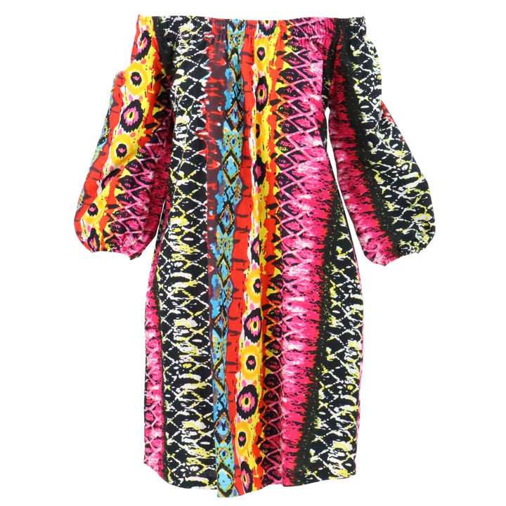 Off The Shoulder Dress - Psychedelic Snakeskin