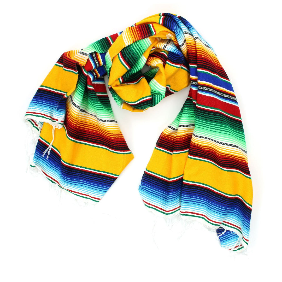 Handwoven Mexican Serape Small 192cm x 88cm - Yellow