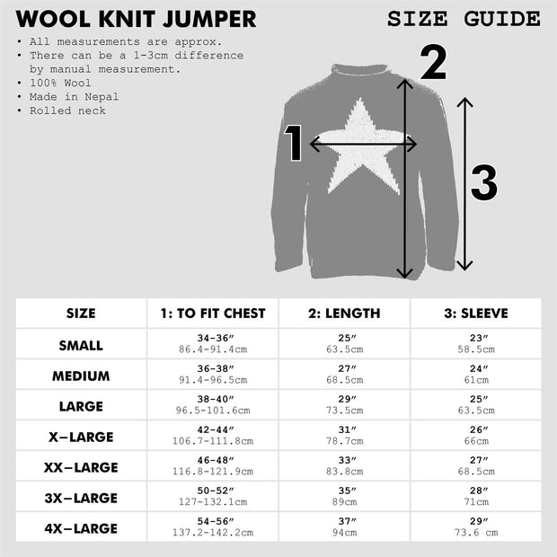 Chunky Wool Knit Star Jumper - Black & Cream