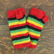 Hand Knitted Wool Arm Warmer - Stripe Rasta