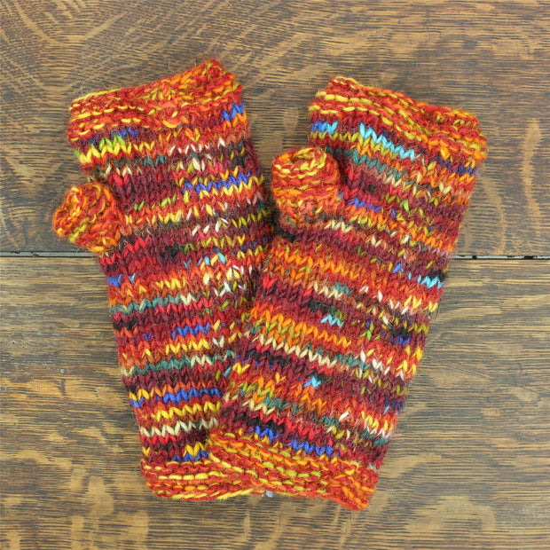 Hand Knitted Wool Arm Warmer - SD Red Mix