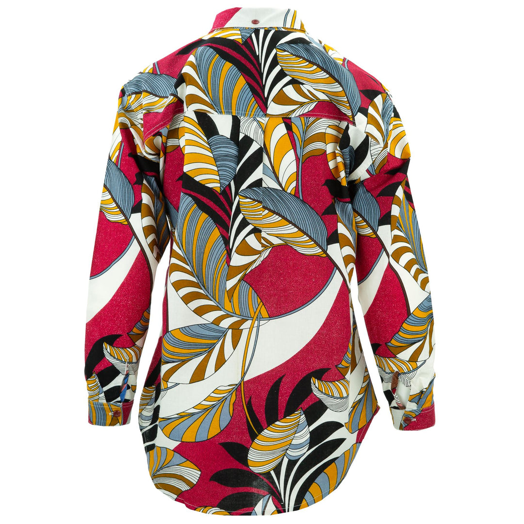 Classic Women's Shirt - Red Tropical Leaf