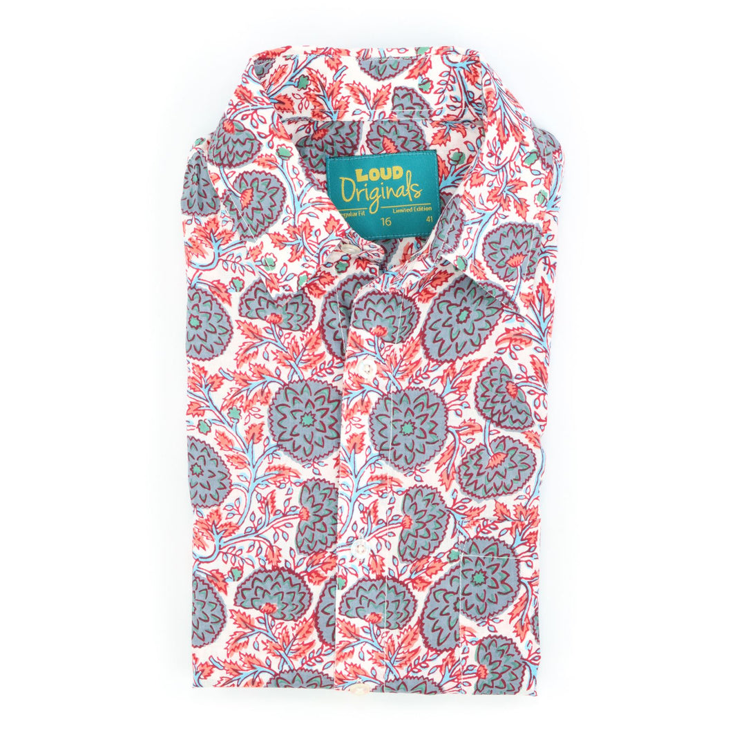 Regular Fit Short Sleeve Shirt - Coral Garden Whirl