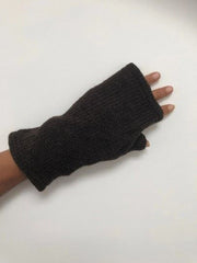 Wool Knit Fleece Lined  Wrist Warmers - Plain Brown